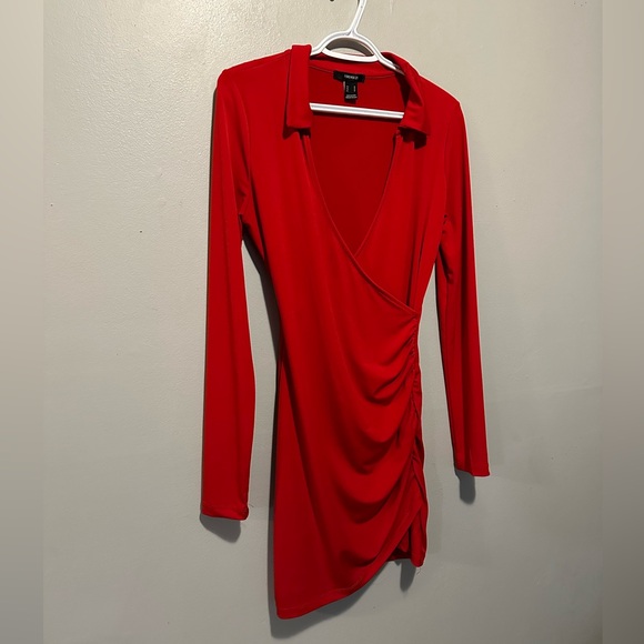 Forever 21 long sleeve wrap tulip bottom red bodycon dress Medium - Picture 5 of 10
